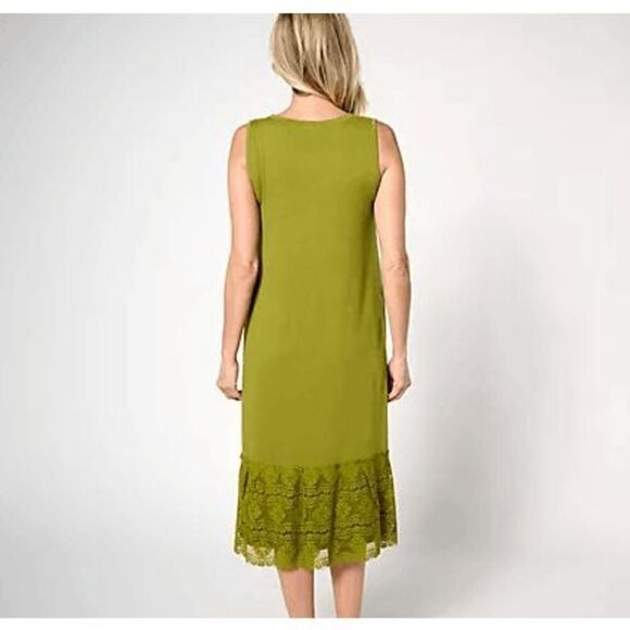 LOGO Linens Lori Goldstein PL Dress Black Sleeveless Pockets Crochet Lace NWOT) - Picture 4 of 4